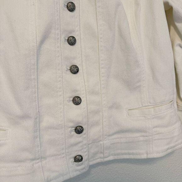 Ralph Lauren White Denim Button Down Jacket Size 16 - Picture 4 of 9
